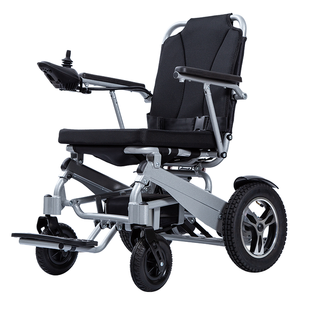 Aluminum Alloy Frame Medical Use Lightweight Foldable Electric Wheelchair for Elderly Lithium Battery