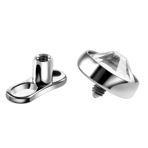 Perhiasan Tubuh <span class=keywords><strong>Titanium</strong></span> G23 Micro Dermal Piercing, Tersembunyi di Kulit, Piercing Diver dengan Permata Bening 3/4/5mm, Basis Dermal Anchor - Product Image 4