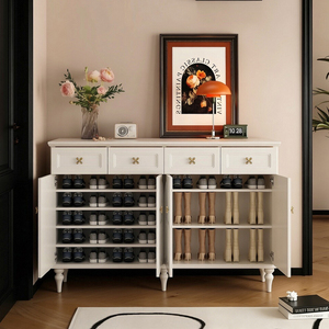 Mueble Zapatero para Entrada que Ahorra Espacio, Estilo Shabby Chic, Color Blanco Crema, Armario de Almacenamiento para Tacones, Zapatos Planos y Botas Altas - Product Image 4
