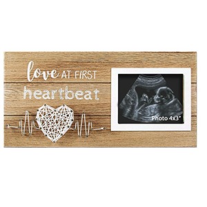 Cadre photo commémoratif pour animaux de compagnie en bois |   Cadre d'affichage pour échographie de bébé |   Cadre photo mural et de bureau au design Cœur battant - Product Image 1