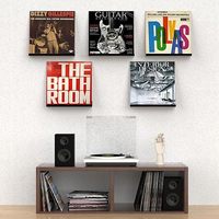 Lot de 8 supports muraux flottants pour disques vinyles noirs de 12 pouces Porte-disques vinyles en acrylique Présentoir mural pour disques vinyles