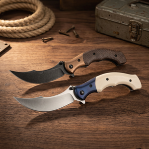 Cuchillo de Caza de Acero Inoxidable con Hoja Recta y Punta Trailing, Mango de Resina/Lino, Cuchillo Plegable de Bolsillo, Herramienta de Supervivencia para Exteriores - Product Image 3