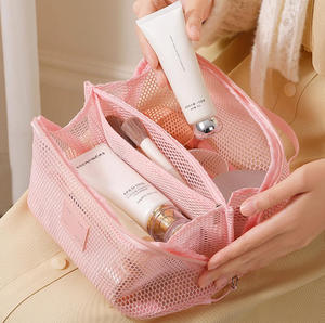 Sacs à maquillage en maille, trousse de toilette en maille, trousse de toilette portable, pochette zippée pour organiser les voyages, pochettes de maquillage et de toilette - Product Image 2