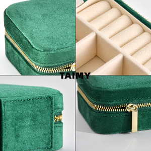 Custom Logo High Grade Square Velvet Zipper Jewelry <strong>Box</strong> Wholesale Portable Jewelry Storage Case Rings Necklace Earrings Gift <strong>Box</strong> - Product Image 2