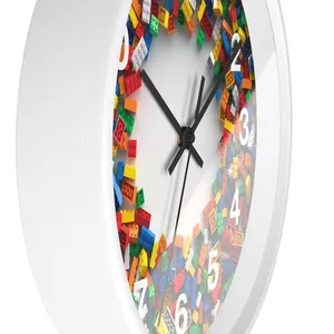 Reloj de Pared de Bloques de Construcción Estilo <span class=keywords><strong>Lego</strong></span> con Marco Negro para Habitación Infantil, Sala de Juegos, Reloj de Cuarzo Silencioso, Juguete Creativo, Decoración, Regalo, Envío Rápido - Product Image 2
