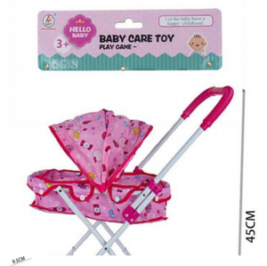 Poussette pour poupée Clean Baby, 45 cm, en tissu, motif dessin animé, jouet pour fille de 3 ans et plus - Product Image 1
