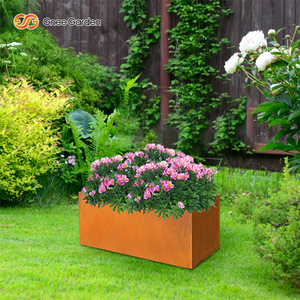 Corten Steel <b>Square</b> Planter Rust Color Outdoor Modern Minimalist Flower <b>Pot</b> for Garden Green Plants - Product Image 4