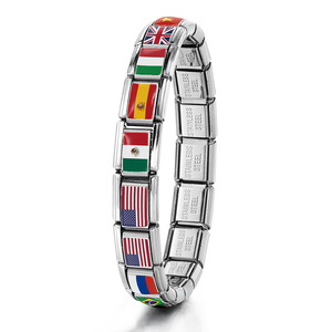 Bracelet à breloques italien en acier inoxydable, maillons modulables DIY, motif drapeau national, pour la fabrication de bijoux – Grande Vente - Product Image 3