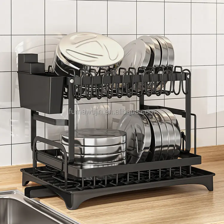 Kitchen rack kitchen shelf household products dish drying holder bowl glasses full set two tier dish rack