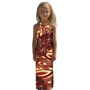 Pakaian Suku Polinesia Terbaru Grosir, Gaun Puletasi Samoa untuk Anak-Anak, Cetak Kustom, Puletaha Kasual Balita Set <span class=keywords><strong>2</strong></span> Potong - Product Image 5