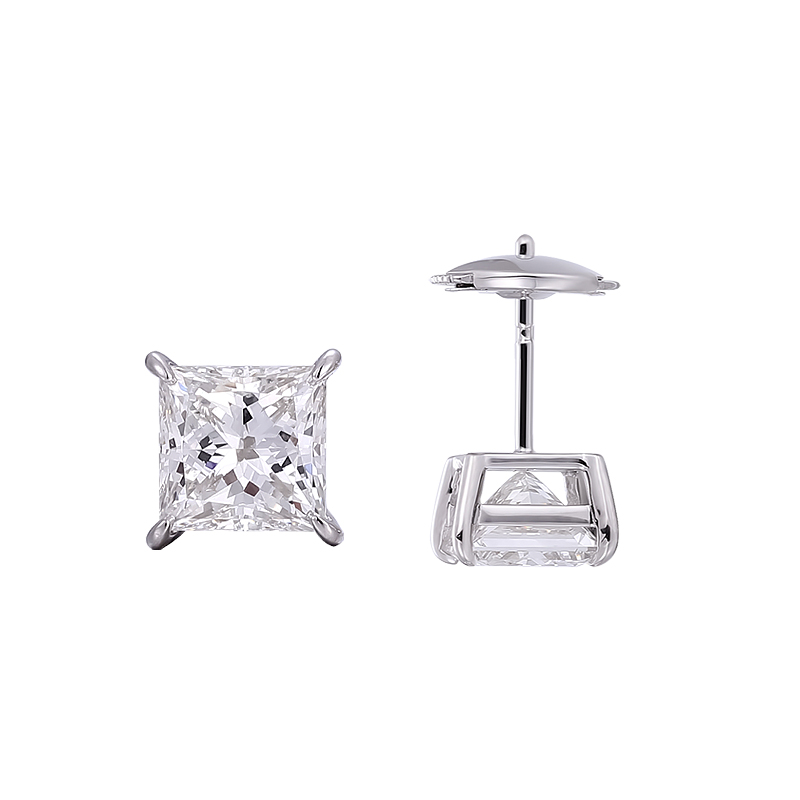 Boucles d'oreilles en or blanc 10k avec diamants de laboratoire
