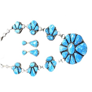 Collar con FLOR DE CALABAZA turquesa, estilo Southwestern - Product Image 4