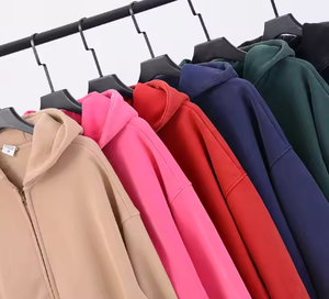 Livraison directe sweat à capuche homme personnalisé 350Gsm vierge poids lourd surdimensionné polaire bouffée impression surdimensionné sweat à capuche avec fermeture éclair complète - Product Image 4