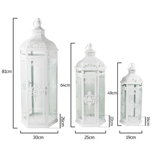 Moroccan <strong>lantern</strong> set of 3 metal <strong>lantern</strong> <strong>White</strong> garden decoration wedding candle for home and decoration fyd glass - Product Image 2