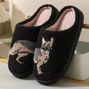 Vente en gros d'usine de pantoufles personnalisées dessin animé doux hiver <span class=keywords><strong>chaleur</strong></span> animal en peluche moelleux maison coton en peluche animal <span class=keywords><strong>chien</strong></span> pantoufles - Product Image 3