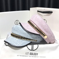 Casquette Snapback Personnalisée pour Femme en Coton et Lin Respirant avec Chaîne, Visière Courbée, Utilisation Quatre Saisons, Style Coréen Tendance