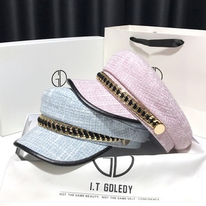 หมวกแก๊ปแบบสแนปแบ็คสำหรับผู้หญิง ผ้าฝ้ายลินินระบายอากาศดี ตกแต่งด้วยโซ่  ใช้ได้ทุกฤดู สไตล์แฟชั่นเกาหลี - Product Image 2