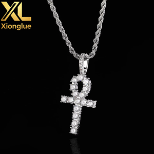 Collar con Colgante de Aleación de Cobre Brillante con Cadena de Cuerda Chapada en Oro de 18K, Diseño de Cruz con Circonita Grande, Estilo Punk Unisex, Mejor Calidad - Product Image 6