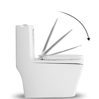 Vasque de toilette monobloc en céramique de luxe moderne, noire et dorée, à poser au sol, avec abattant lent, pour salle de bain de villa