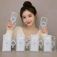 Casing HP Transparan Anti Benturan Magnetic TPU+PC untuk 17 Pro 16 14 Plus & 7 Plus dengan Pengisian Daya Nirkabel
