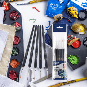 Ensemble de pinceaux miniatures 5pcs <span class=keywords><strong>pinceau</strong></span> noir mat à détails fins pour l'enseignement décrivant le matériel de cheveux en Nylon de couleur assortie - Product Image 2