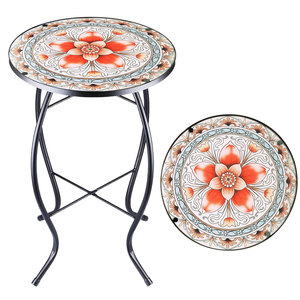 Đồ Nội Thất Sân Vườn Vòng Nhà Máy Đứng Màu Hồng Hoa Kham Thủy Tinh Hàng Đầu Patio Bàn Cà Phê - Product Image 6