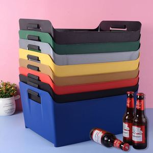 Colorful Square Travel Storage Bins Baskets Beverage Tubs <b>Tongs</b> Handles <b>Plastic</b> Beer Frame Ice Bucket for Party KTV - Product Image 1