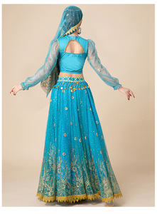 Costume da Donna in Poliestere con Motivi Dorati Lucidi, Abbigliamento per Spettacoli, Halloween, Cosplay Indiano, Principessa Jasmine di Aladdin, <span class=keywords><strong>Danza</strong></span> del Ventre - Product Image 4