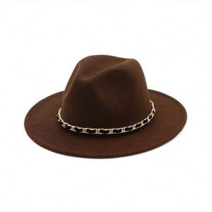 X3092 Sombrero de Fieltro y Cuero PU Vintage, Sombrero de Vaquero de Ala Ancha, Sombrero Homburg de Lana - Product Image 3