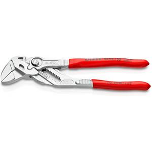 KNIPEX - 86 03 180 Alicates y una llave en una sola herramienta cromados, mangos recubiertos de plástico, mordazas de agarre extra estrechas - Product Image 1