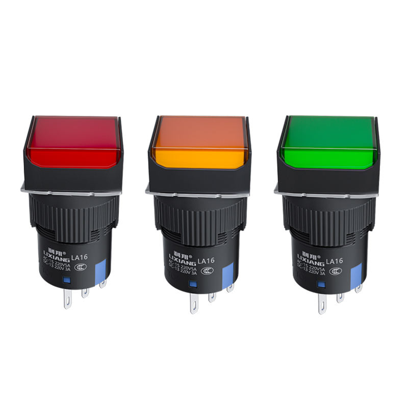 16mm Brass Illuminated Momentary Square Head Mechanical 1NO1NC Push Button Switch (LA16) IP40 660V 10A Screw Terminal