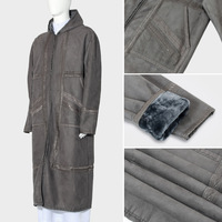 Thobe d'usine en stock, haute qualité, style arabe marocain, hiver, pour homme, de prière, de luxe, à capuche, manches longues, manteau Farwa en daim