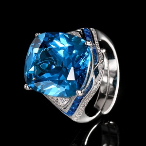 High End Jewelry Eco-friendly Copper 14*16MM Red Cubic Zirconia Open Adjustable Band <b>Rings</b> for Women Flexible Fit - Product Image 4