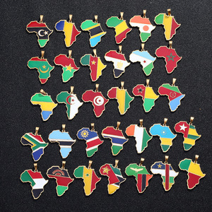 Collar con Colgante de <span class=keywords><strong>Mapa</strong></span> de <span class=keywords><strong>África</strong></span> y Bandera, Oro 18K, Acero Inoxidable, Ghana, Nigeria, Congo, Somalia, Angola, Liberia, Regalos de Joyería, Venta al Por Mayor - Product Image 4
