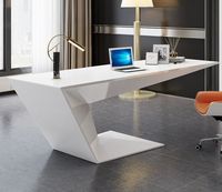 Peinture de cuisson haute brillance meubles de bureau en forme de L Style nordique blanc exécutif moderne bois minimaliste bureau et chaises