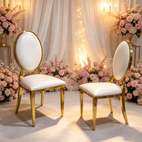 Chaise de mariage de luxe en acier inoxydable doré pour les mariés, chaise de banquet à dossier rond pour la réception de mariage, mobilier pour événements