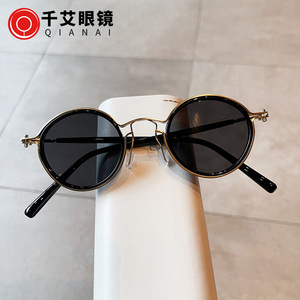 เฉียนไนแว่นกันแดดทรงกลม UV400 ประเภท 3 ที่บังแดด ยูนิเซ็กส์ กรอบสีน้ำเงิน เลนส์พีซี สีแชมเปญอ่อน F3-5157 - Product Image 2