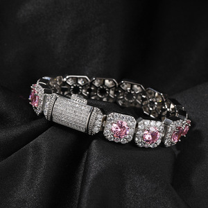 Full Diamond Bracelet With <b>Personalized</b> Copper Inlaid Zircon Couple Bracelet Colorful Rock Sugar Flip Clasp Bracelet Unisex - Product Image 2