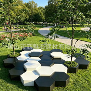 Nuevos Materiales de Construcción de Piedra, Bancas Modulares GRC Combinables para Jardín, Bancas de Cemento para Patio, Plaza y Espacios Exteriores - Product Image 1