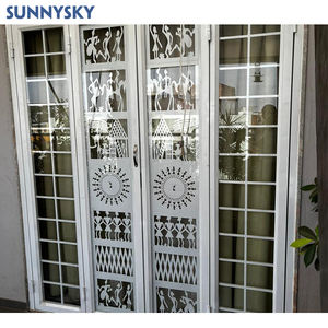 Sunnysky NFRC Portes d'entrée modernes à double vitrage personnalisées en alliage d'aluminium <span class=keywords><strong>de</strong></span> style battant Portes françaises extérieures insonorisées - Product Image 3