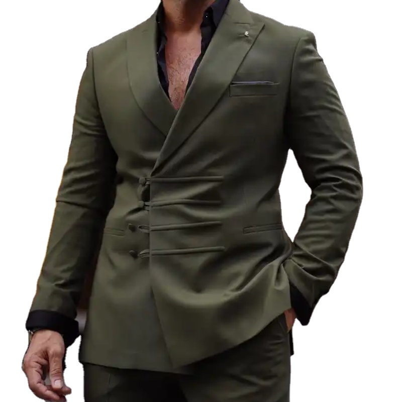 Olive Green Slim Fit Tuxedo Suit for Men - Custom Made 2-Piece Wedding  Outfit, Breathable & Windproof Fabric