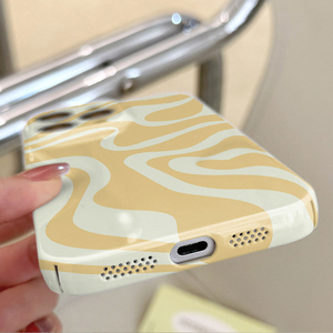 Funda Protectora Rígida para Teléfono Móvil con Diseño de Ondas Amarillas, para <span class=keywords><strong>iPhone</strong></span> 8, X, Xr, Xs, 11, 12, 13, <span class=keywords><strong>14</strong></span>, 15, 16, 17 Pro Max - Product Image 4