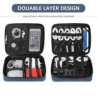 Boîte de rangement numérique multifonctionnelle, sac de rangement numérique en tissu Oxford double couche, organisateur de chargeur de téléphone et de câble de données