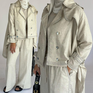 Conjunto de Chaqueta y Pantalón Casual Holgado de Primavera 2024, Estilo Árabe Modesto, con Botones, <span class=keywords><strong>Moda</strong></span> Musulmana - Product Image 1