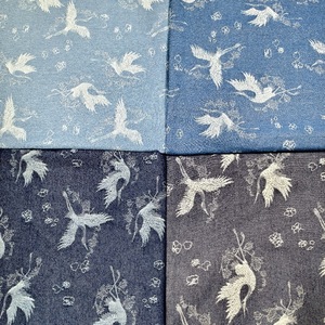 Tessuto Jacquard in Vendita con Motivo Gru a Corona Rossa in Stile Cinese, Denim Retro Lavato Senza Elasticità per Abbigliamento Femminile - Product Image 1