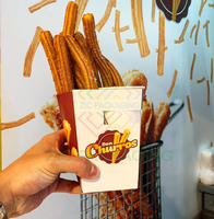 Caja de Papel Biodegradable para Churros, Tamaño Personalizado, Apta para Alimentos, Caja para Llevar Churros