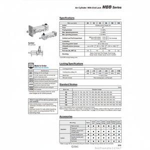 กระบอกลมนิวเมติก SMC MBBG63TF-200-RN กระบอกลมคุณภาพสูง - Product Image 1