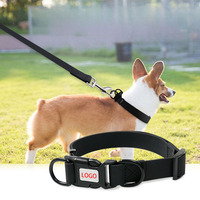 Collar Táctico para Perro Resistente al Agua, Recubierto de PVC, con Cintas, Diseño Sólido, Ajustable, Cómodo y Fácil de Limpiar