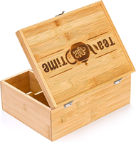 Boîte de rangement pour thé en bambou écologique avec 6 compartiments pour sachets de thé, café, épices et organisateurs de cuisine