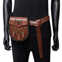 Viking Style suspendu médiéval argent pochette sac rétro taille cartable PU Faux cuir pochette ceinture sac fête accessoires sac à bandoulière